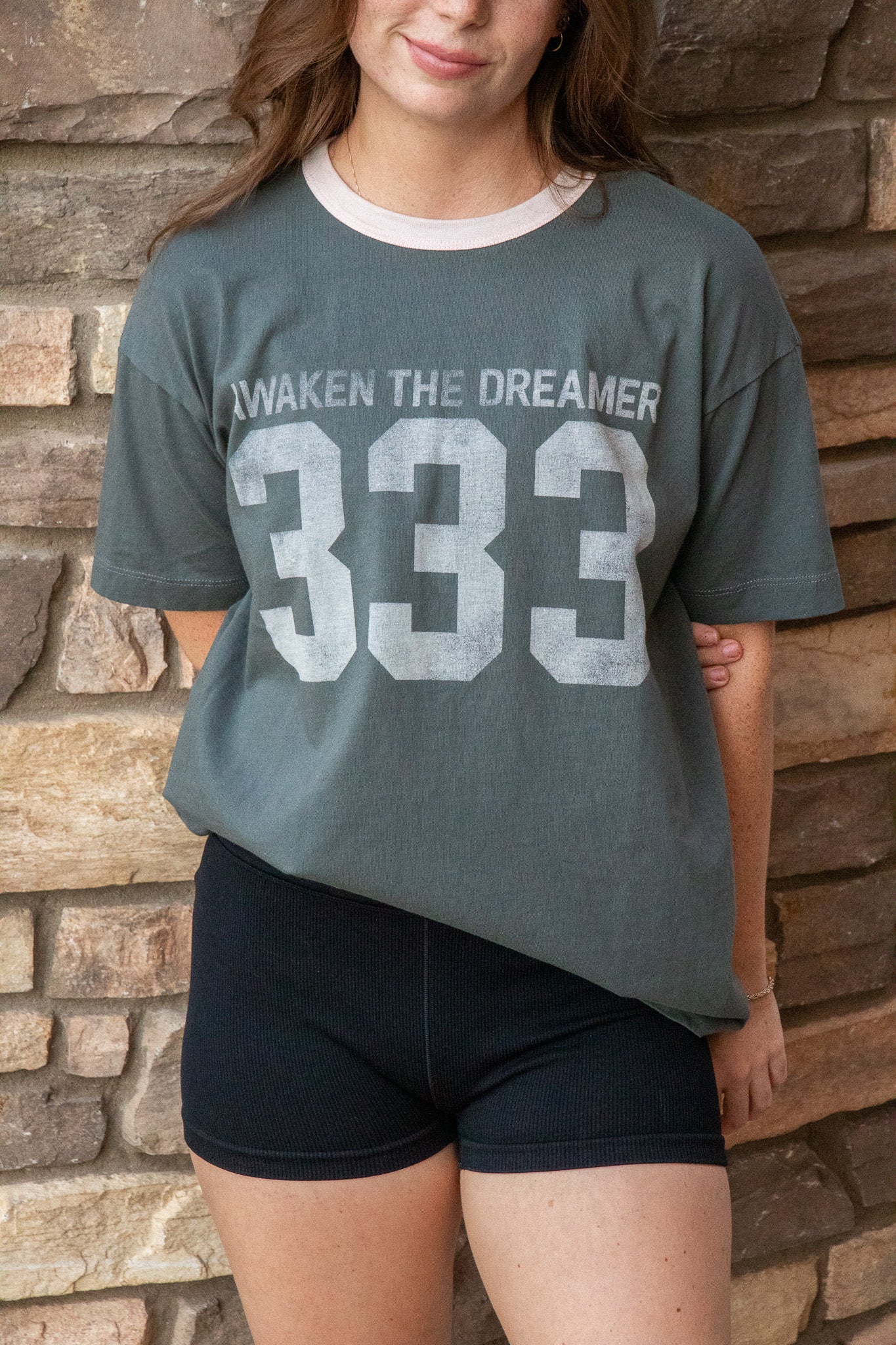 333 Ringer Boyfriend Tee- Ash