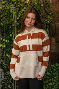 Elite Hoodie - Oatmilk / Cinnamon Rugby Stripe