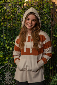 Elite Hoodie - Oatmilk / Cinnamon Rugby Stripe