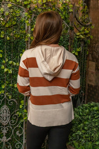 Elite Hoodie - Oatmilk / Cinnamon Rugby Stripe