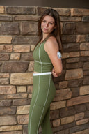 Piped Pocket Legging - Deep Olive