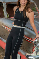 Piped Pocket Legging - Black