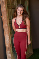Nella Legging - Maroon Merlot Colorblock