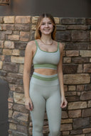 Banded Seamless 7/8 Legging - Ash / Faded Moss