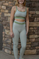 Banded Seamless 7/8 Legging - Ash / Faded Moss