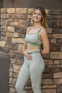Banded Sports Bra - Ash / Faded Moss