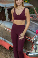 Amber Airweight High Waist 7/8 Legging - Dark Cherry / Indigo