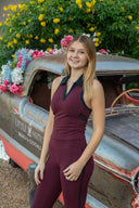 Austin Airweight Crop Polo - Dark Cherry / Indigo
