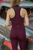 Austin Airweight Crop Polo - Dark Cherry / Indigo