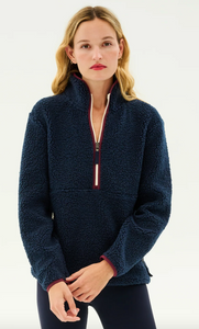 Libby Sherpa Half Zip - Indigo / Dark Cherry