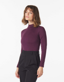 Long Sleeve Mock Neck Bodysuit - Mulberry