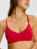 Micro Lace Trim Bralette - Red