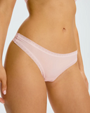 Micro Lace Trim Thong - Soft Pink