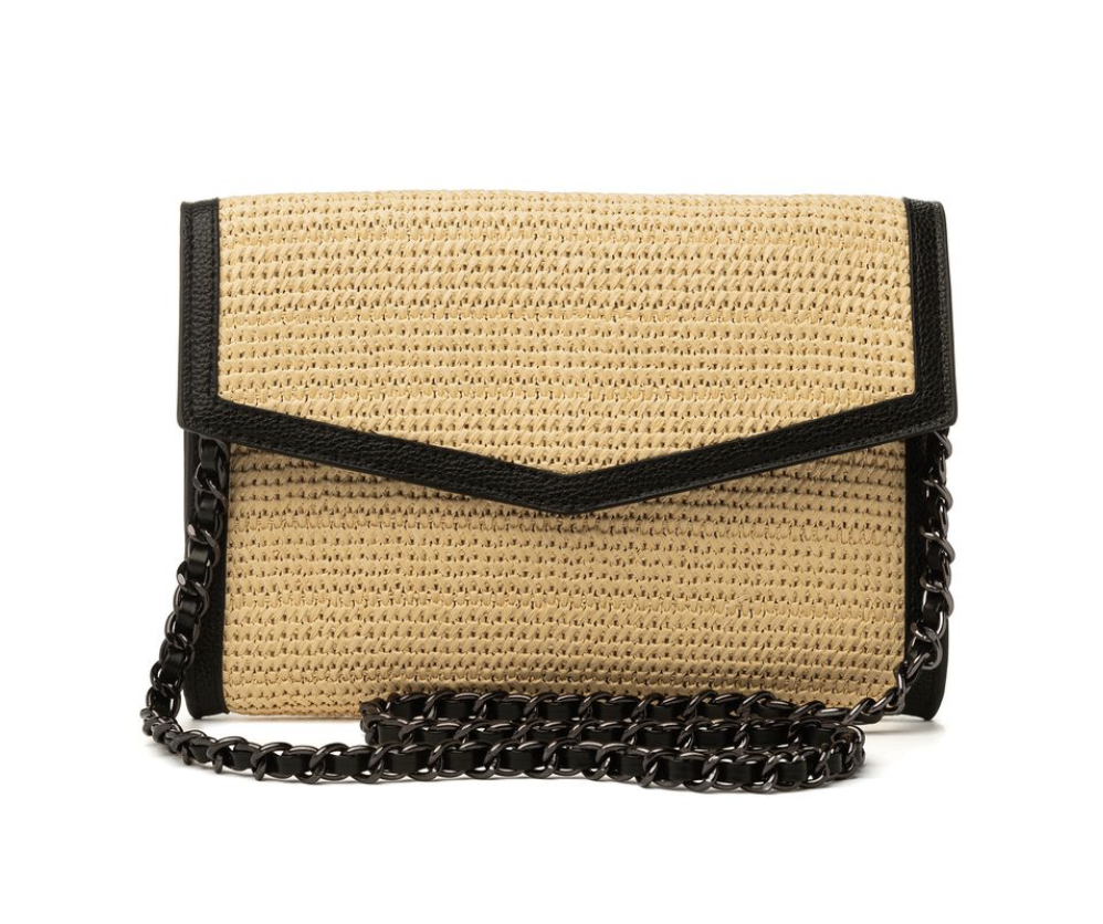 Beth Raffia Clutch - Black