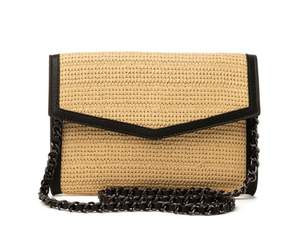 Beth Raffia Clutch - Black
