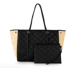 Greyson Raffia Tote - Black