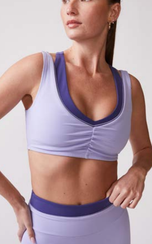 Shirred Double Layer Bra - Lavender Sorbet / Retro Blue