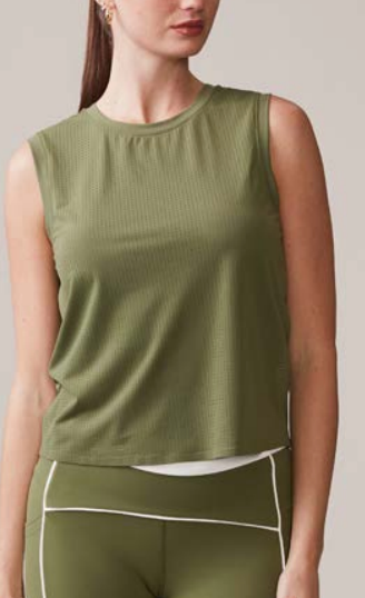 Perforated Racer Tank - Deep Olive