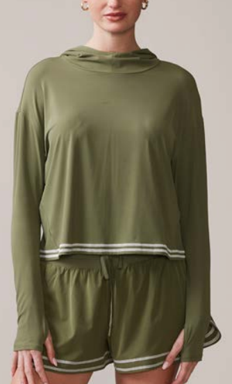Novelty Stitch UPF Hoodie - Deep Olive
