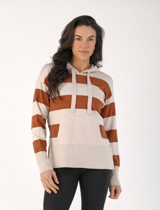 Elite Hoodie - Oatmilk / Cinnamon Rugby Stripe