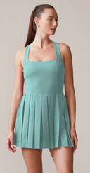 Sleeveless Cross Back Pleated Dress - Blue Frost