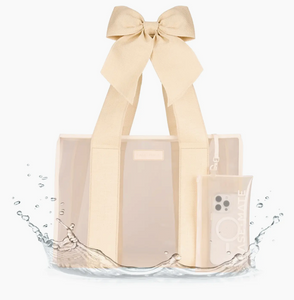 Special Edition Bow Ecrus Raffia Beach Tote W/ Phone Pouch