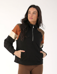 Daily Scuba 1/4 Zip - Black Chocolate/Cinnamon/Oatmilk Stripe