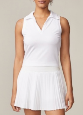 Courtside Crop Polo - White