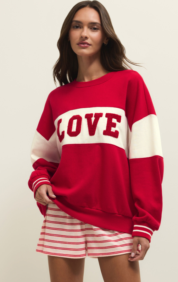 Oversized Love Sweatshirt - Kiss Me Red