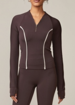 Long Sleeve Quarter Zip Persist Top - Espresso