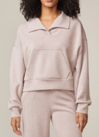 Johnny Collar Scuba Pullover - Mushroom Heather