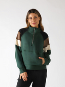 Daily Scuba 1/4 Zip - Forest with Black / Chocolate / Oatmilk Stripe