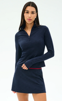 Stevie Active Rib Half Zip Waist Length - Heather Indigo