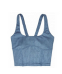 Jane Bustier Bra Tank - Ocean Blue Herringbone