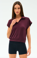 Evie Fleece Sleeveless Polo - Dark Cherry