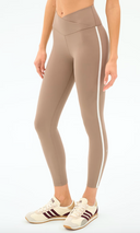 Mia Rigor Legging W/ Stripe - Latte / White