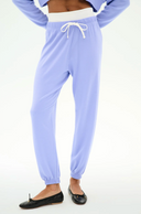Andie Dual Waist Sweatpant - Purple Haze / White