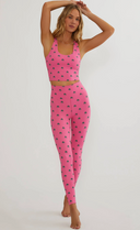 Piper Legging - Flamingo Fronds Waffle