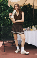 Bleacher Babe Mini Skirt - Dark Chocolate