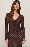 Amara Polka Dot Mesh Top - Dark Chocolate