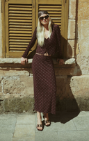 Eda Polka Dot Mesh Midi Skirt - Dark Chocolate