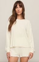 Daydream Silky Rib Long Sleeve Top - Bone