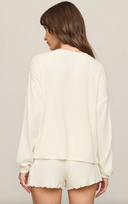 Daydream Silky Rib Long Sleeve Top - Bone