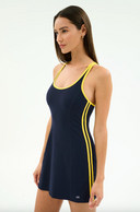Ella Airweight Dress - Indigo / Bright Yellow