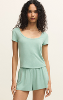 Flower Market Soft Knit Tee - Crystal Green