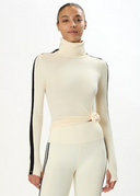 Jackson Rib Full Length Turtleneck - Creme / Black
