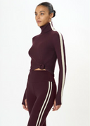 Jackson Rib Full Length Turtleneck - Dark Cherry / Creme