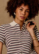 Sophie Cropped Polo Shirt - Stripe