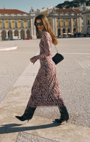 Sevilla Zebra Mesh Midi Dress - Velvet Rouge