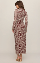 Sevilla Zebra Mesh Midi Dress - Velvet Rouge